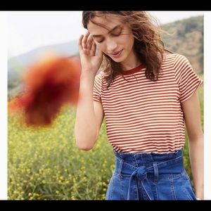 X Gently Used Madewell basic tee in orange & white stripe
